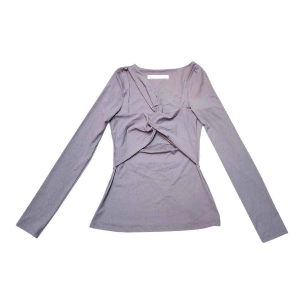 Susana Monaco Elegant Gray Long Sleeve Top With Cutouts NWOT Womens Small